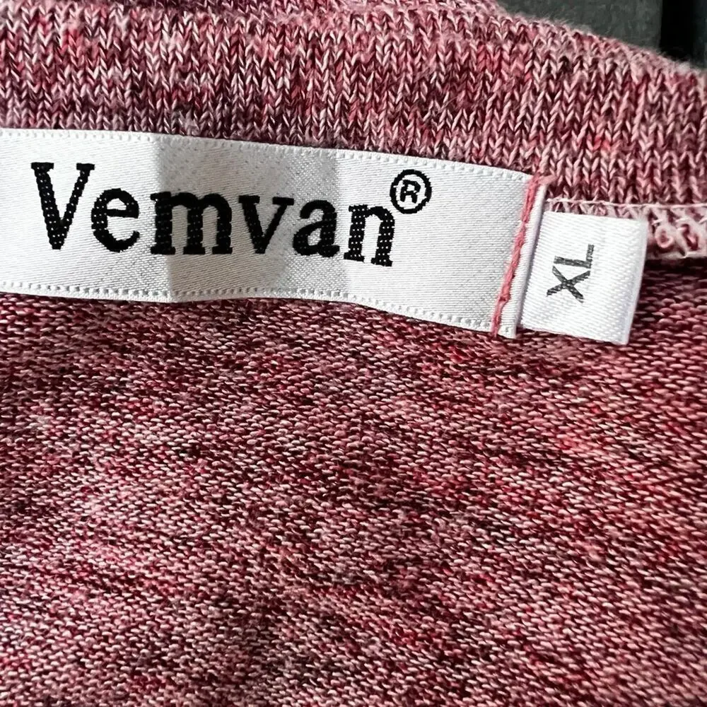 Vemvan Sweater Solid Color Block and Stripes Pink Crewneck.  Women's XL